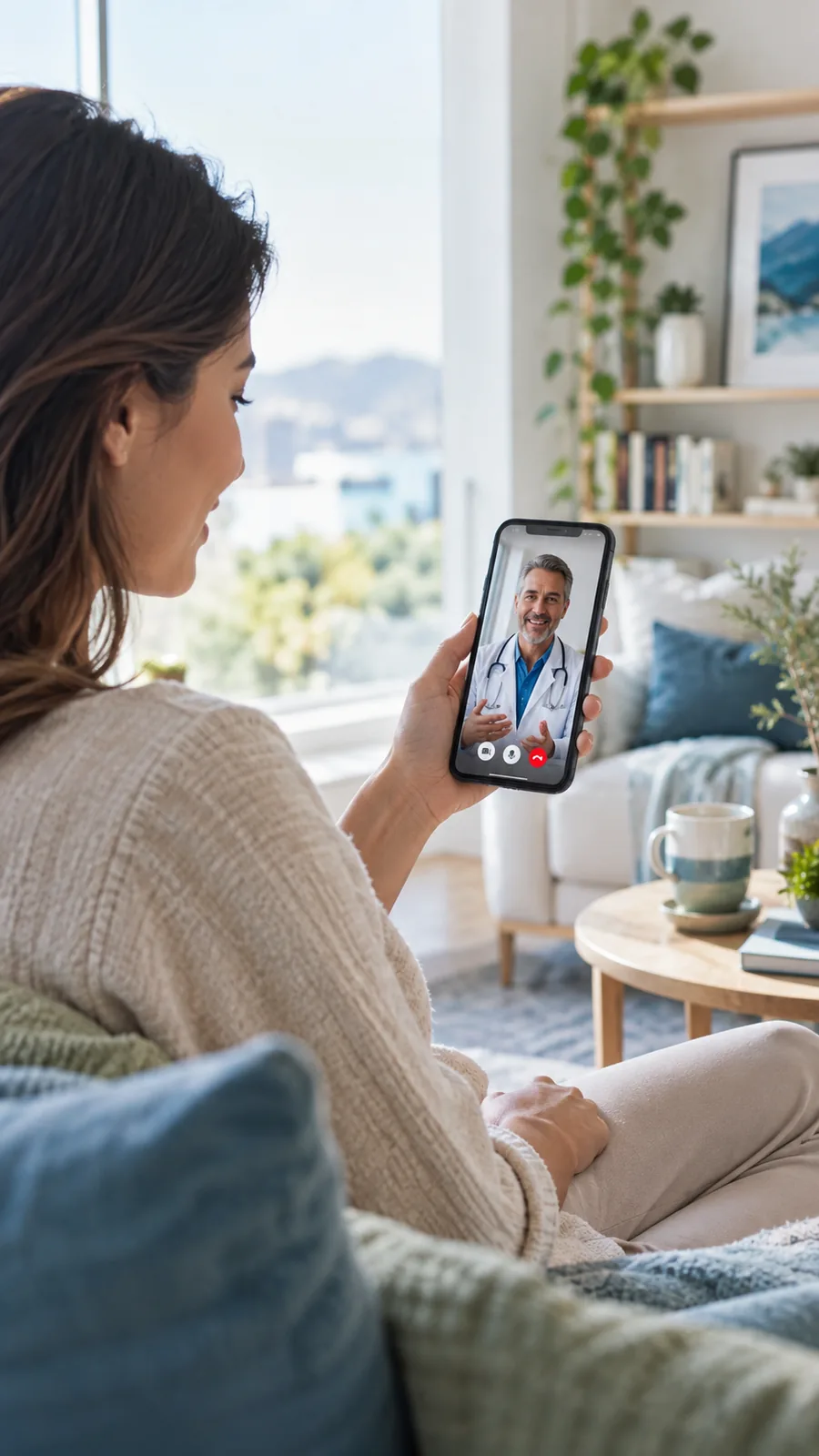 Consulta médica virtual por videollamada desde casa